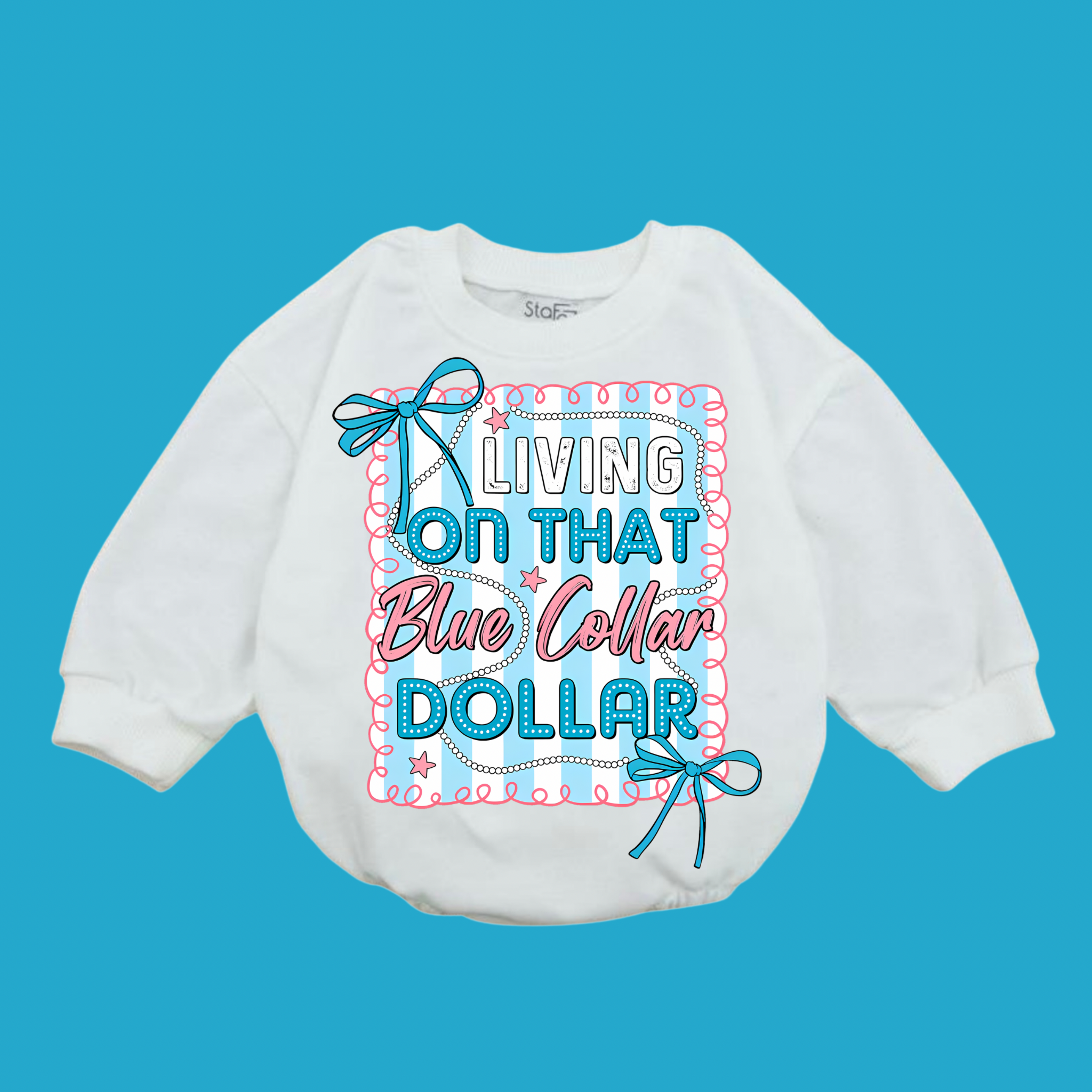 Living On That Blue Collar Dollar LS Polyester Bubble
