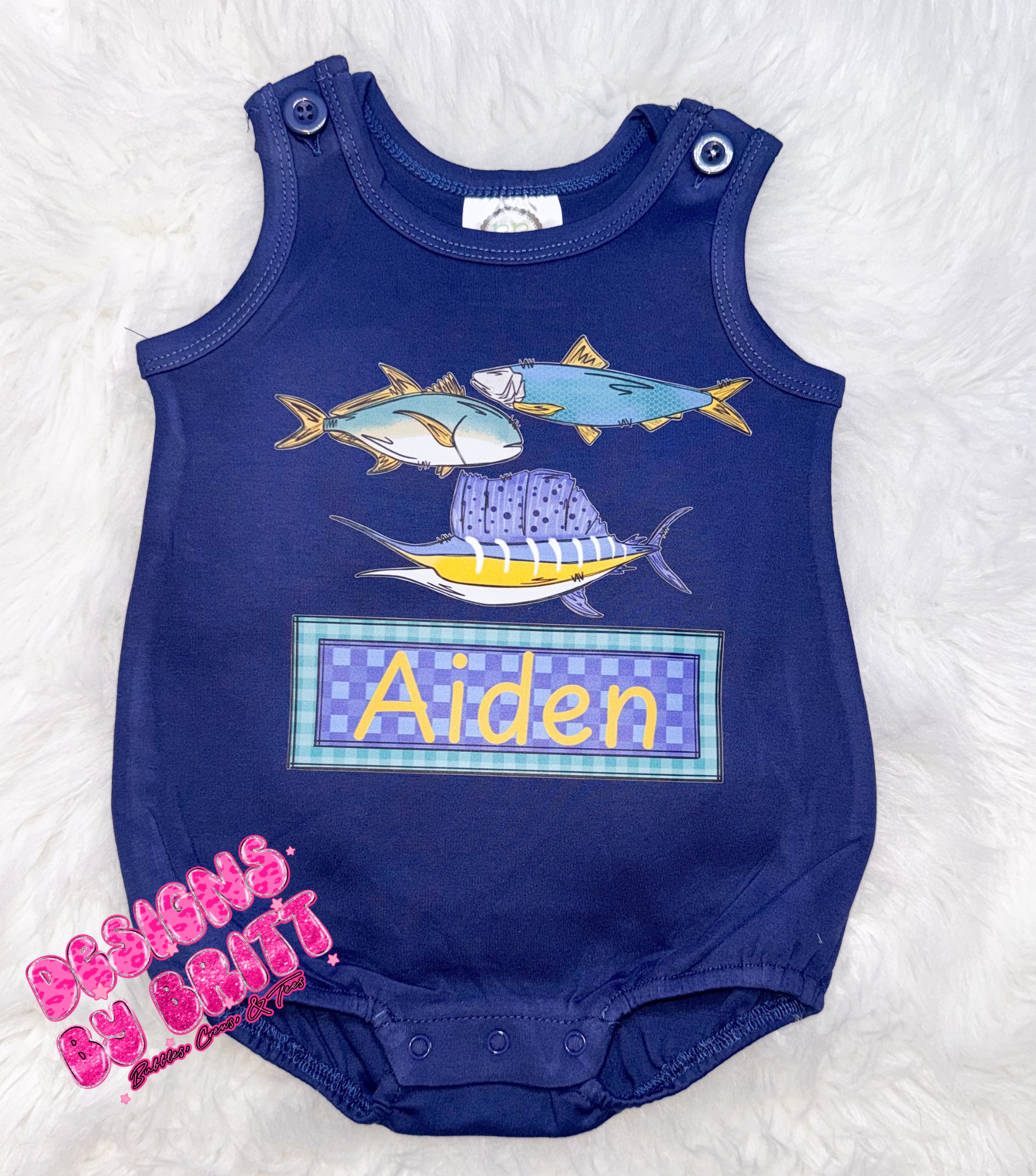 Boys Fishing Custom Name SS Bubble