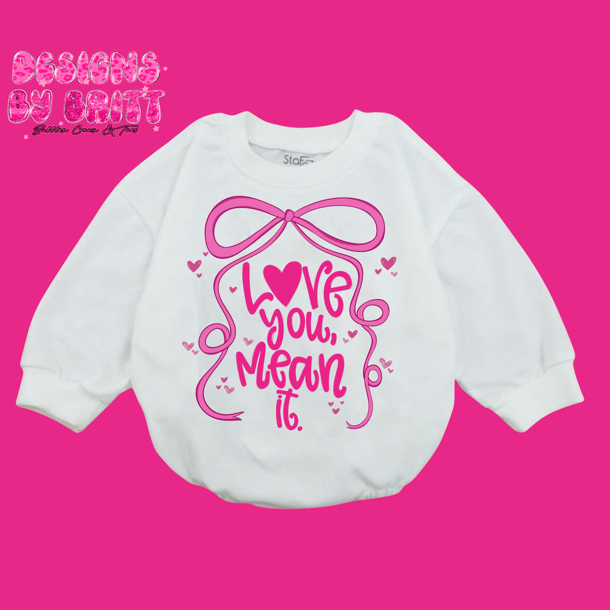 Love You Mean It Long Sleeve Polyester Bubble 🩷