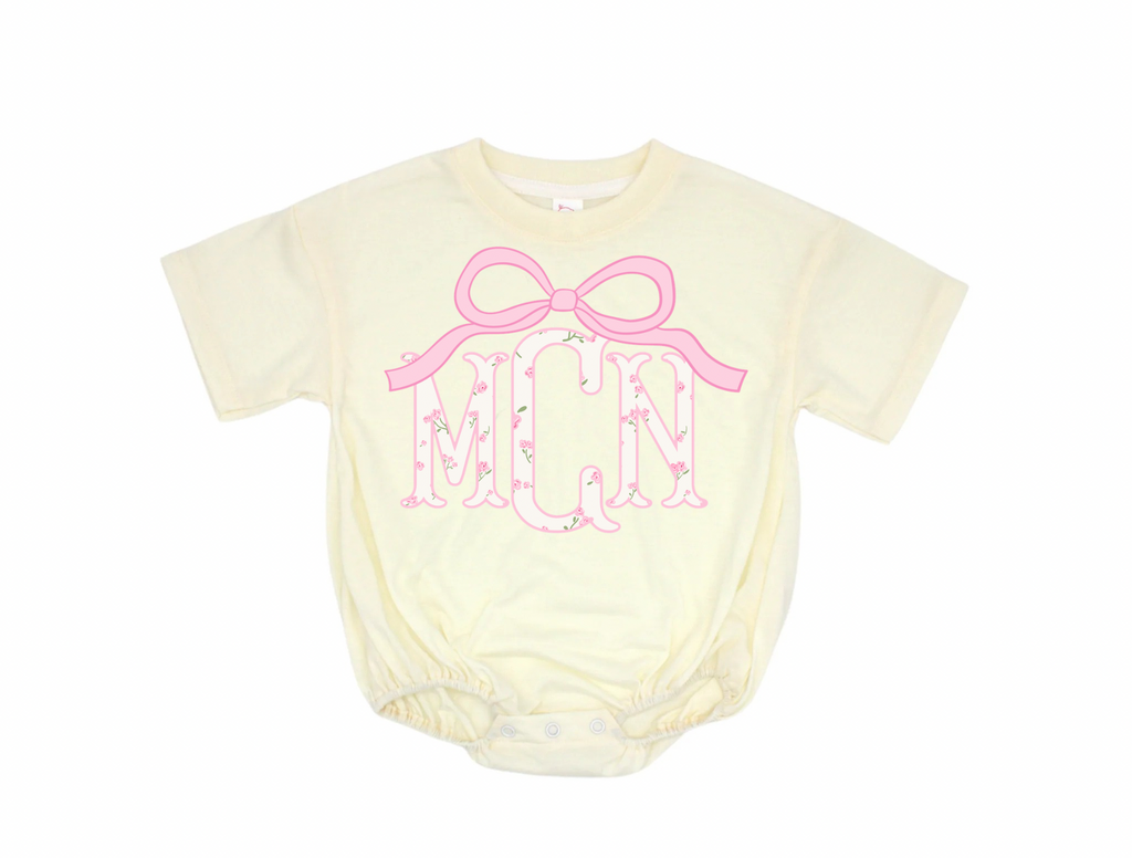 Preppy and Pink Mono Short Sleeve Bubble