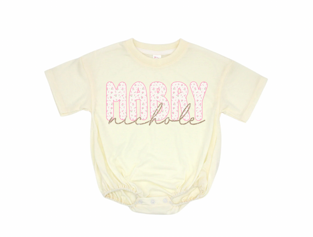 Preppy and Pink Custom Name Short Sleeve Bubble