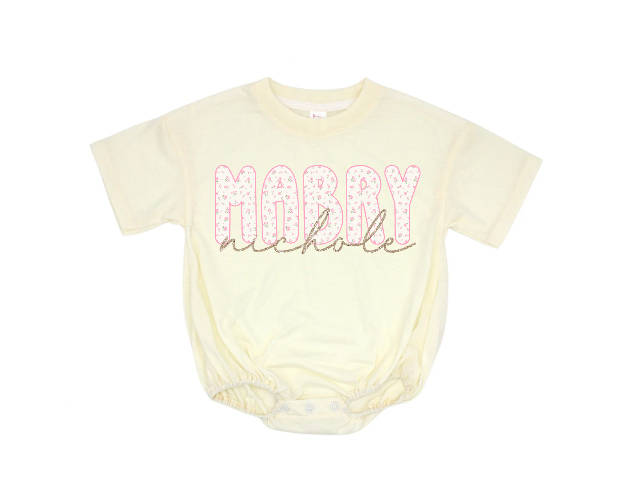 Preppy and Pink Custom Name Short Sleeve Bubble
